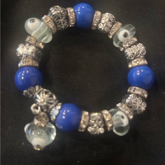 Blue and Silver Beaded Bracelet - Picture 1 of 1
